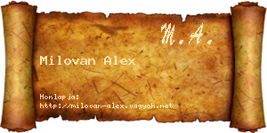 Milovan Alex névjegykártya